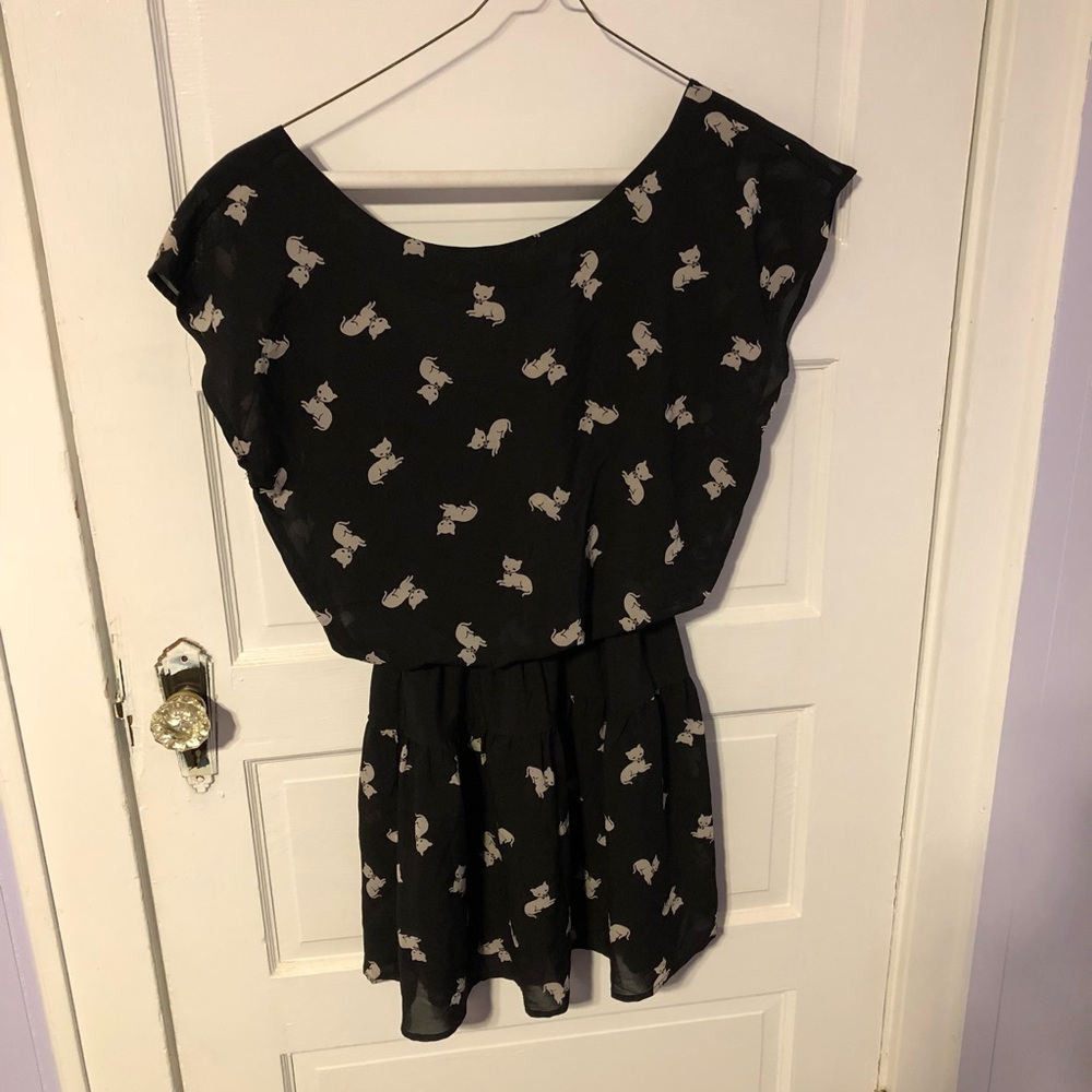 Cat black and white dress.
